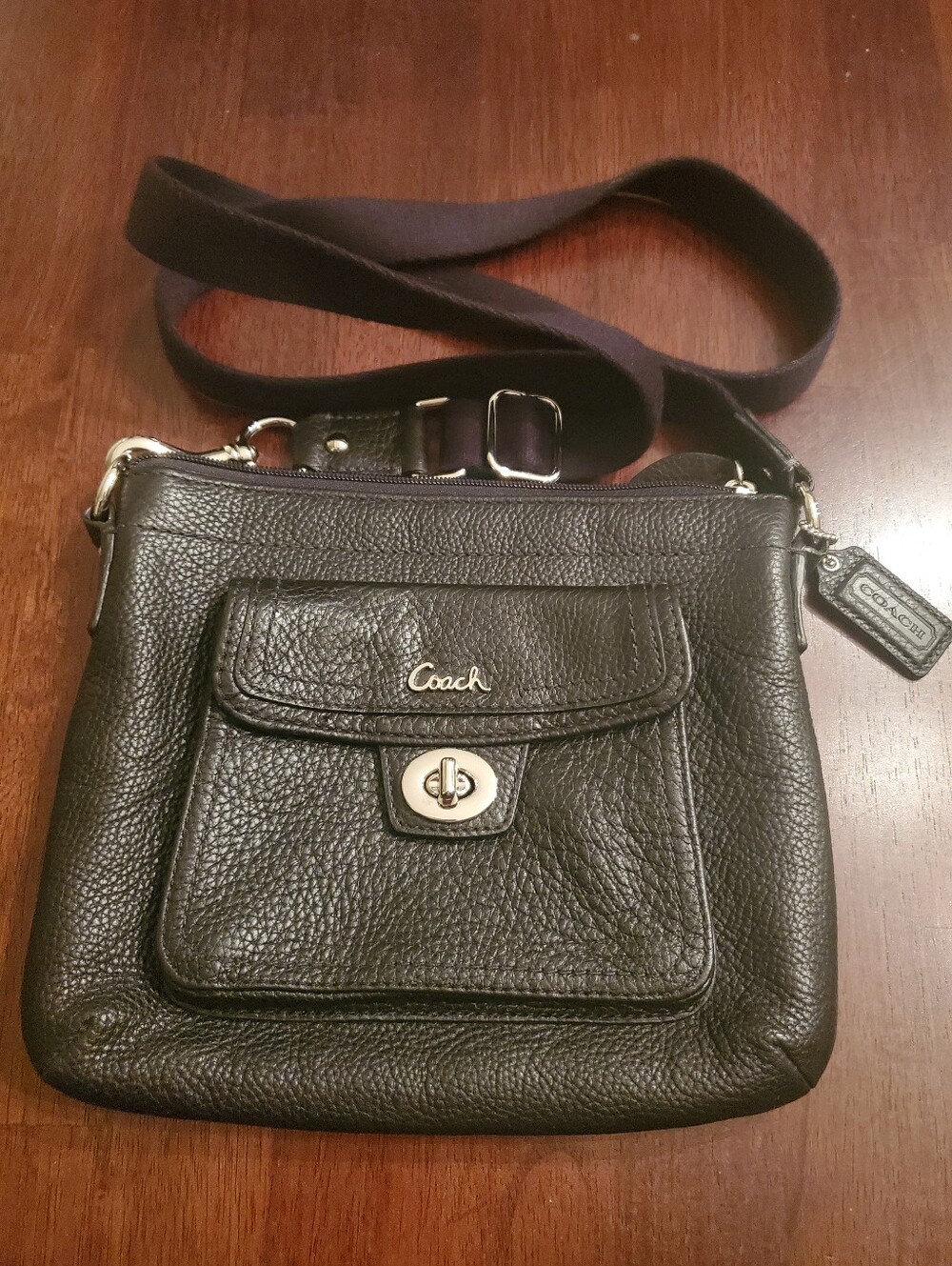 Coach Black Pebbled Leather Messenger Crossbody